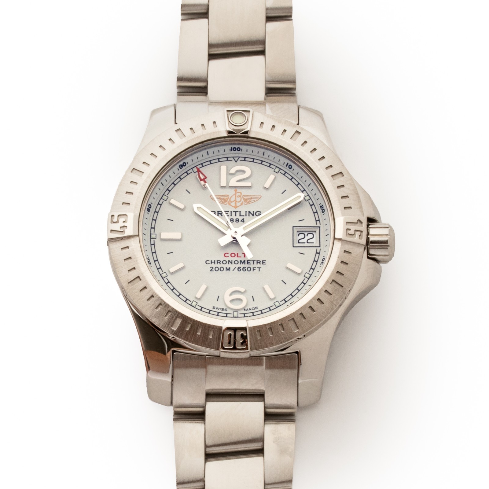 Breitling Colt Lady A77388 33mm White Baton Dial Stainless Steel Box & Papers