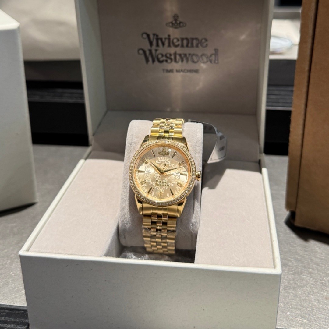 Vivienne Embossed 32mm Gold Dial&Bracelet Watch Women’s Quartz Watch
