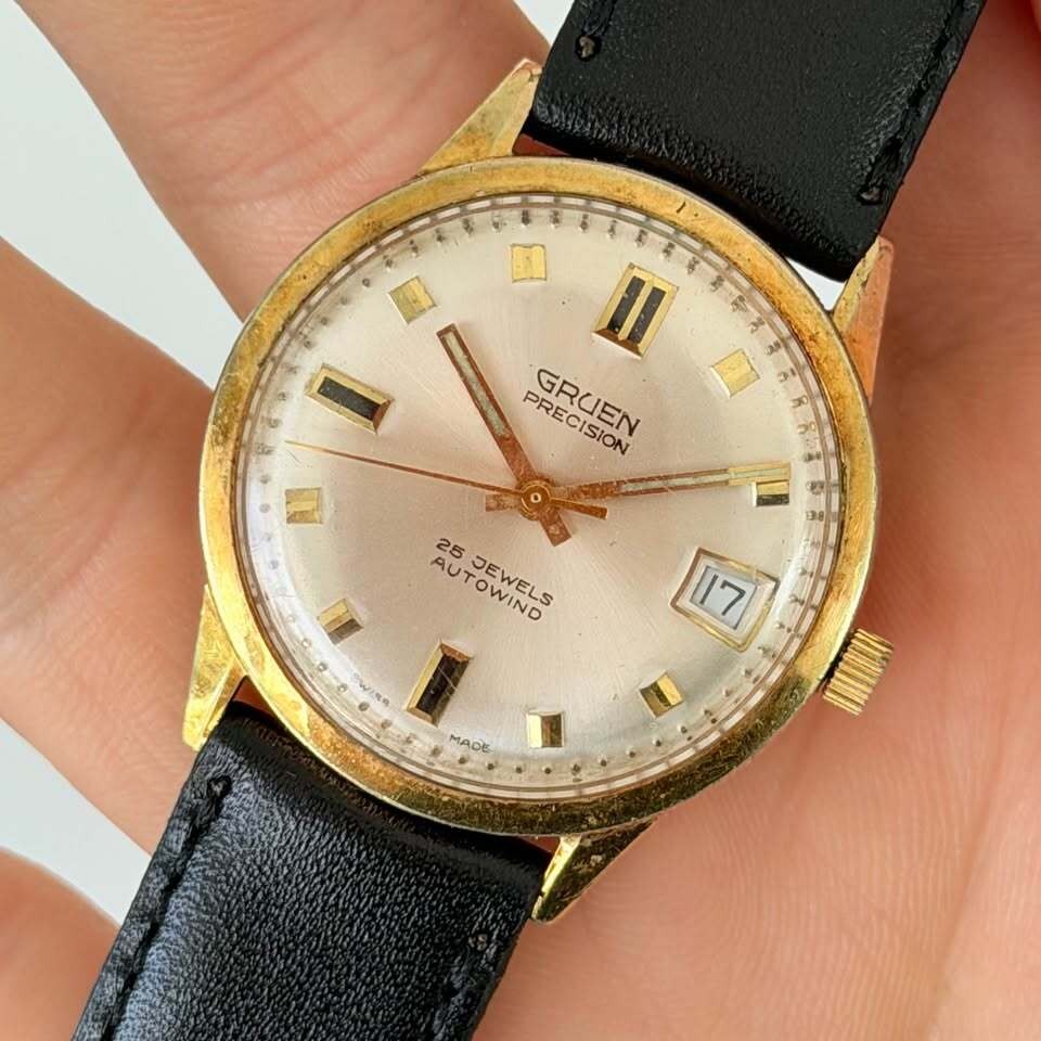 Vintage Gruen Precision Autowind Watch – 25 Jewels, Gold Tone, Date