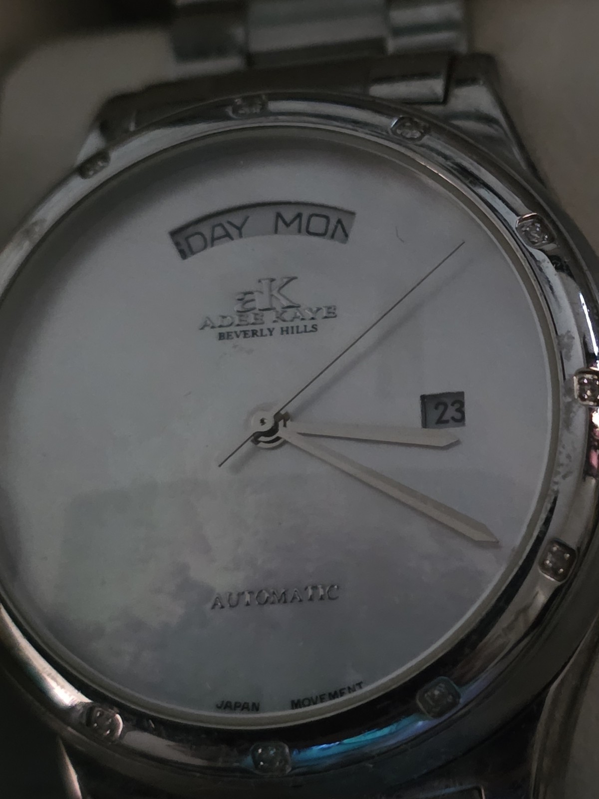 Adee Kaye Beverly Hills Men’s Automatic Wristwatch Silver Day Date Bracelet