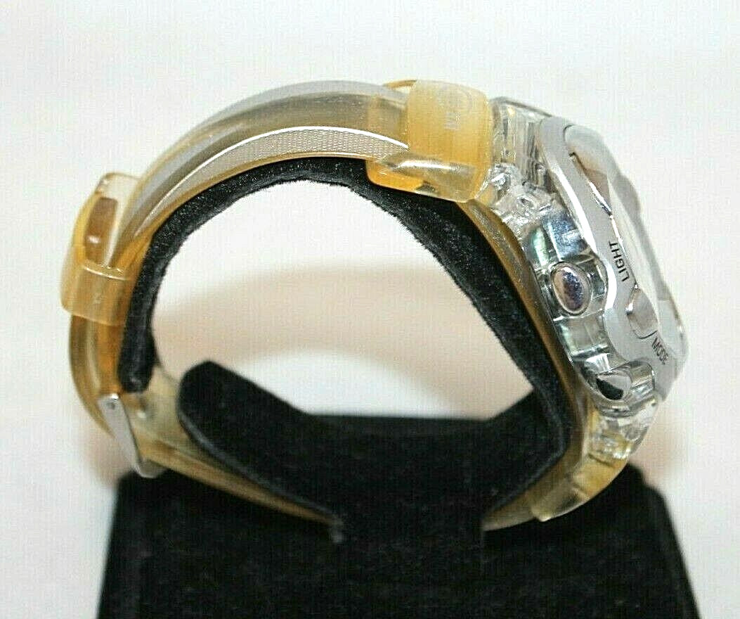 TGHK AW91-240 SILVER & CLEAR COLORED RUBBER BRACELET WATCH ATHLETIC WATER RESIST