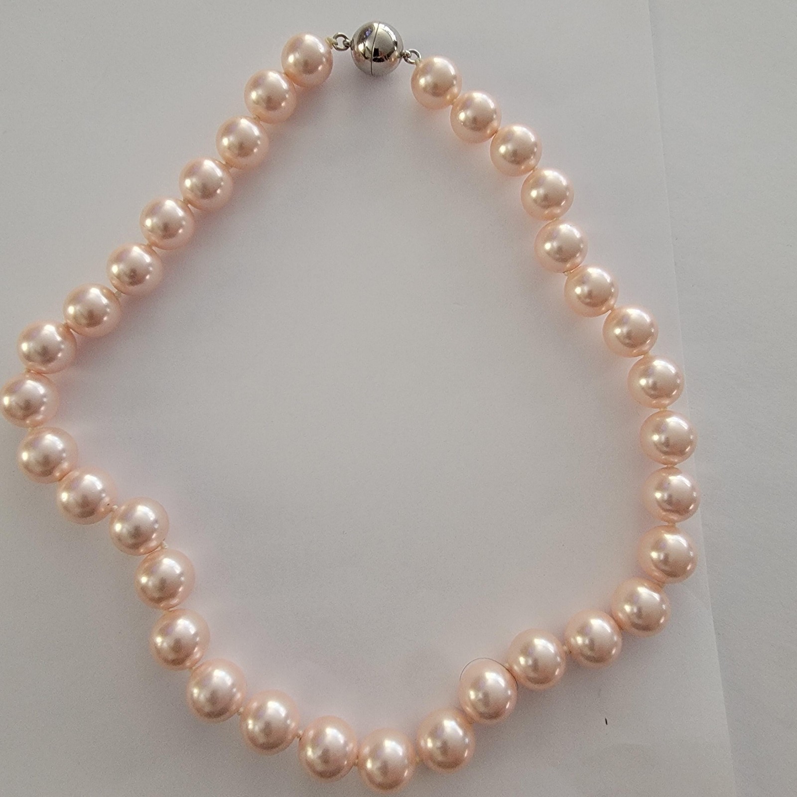 Womens Pearl Necklace Pink Bead Strand Jewelry Clasp Classic Dress Formal