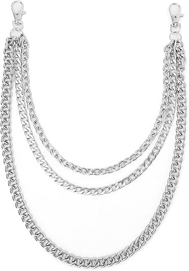 Fensong 3-Layer Wallet Chain, Chains for Men, common practice, silvery