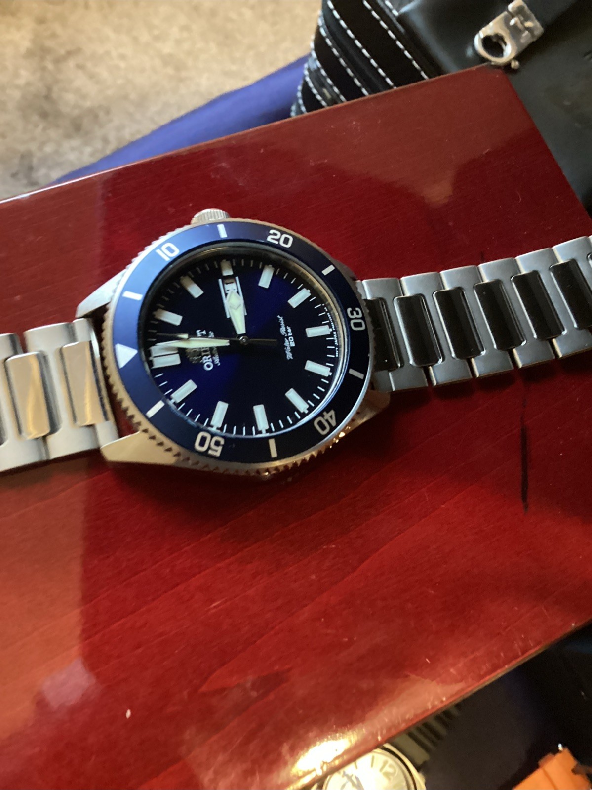 Orient AA02 41.5mm Blue Dial Automatic SS Case Watch (FAA02005D9) .