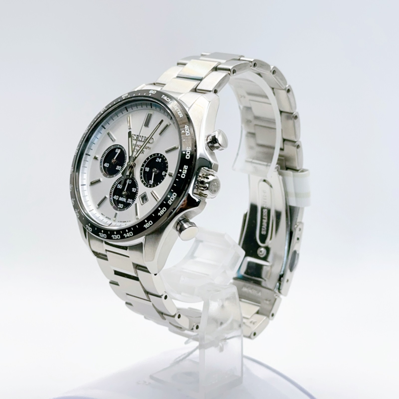 SEIKO SELECTION SBPY165 Panda Solar Chronograph Men’s Watch White Face Japan