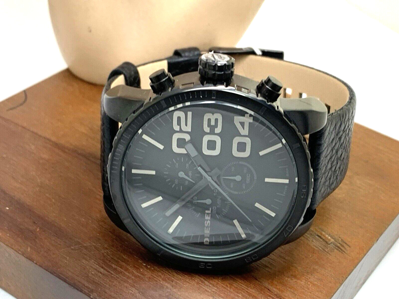 Diesel Men’s Watch DZ4216 Quartz Chronograph Black Dial Leather Band 52mm