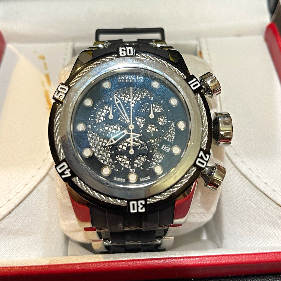 Invicta Bolt Zeus Men’s Chronograph Date Quartz Black Dial Black/Silver Band Box
