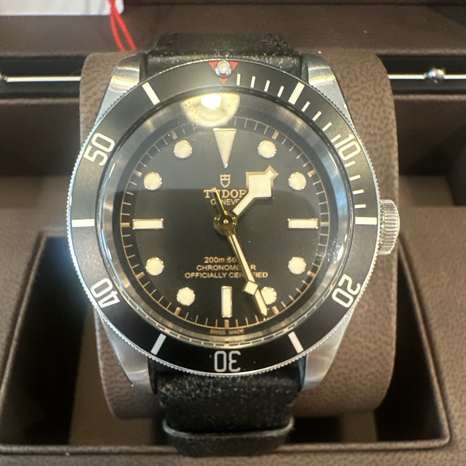 TUDOR BLACK BAY 41 — REF. M79230N-0008 Black Dial Leather Strap Auto Box Papers