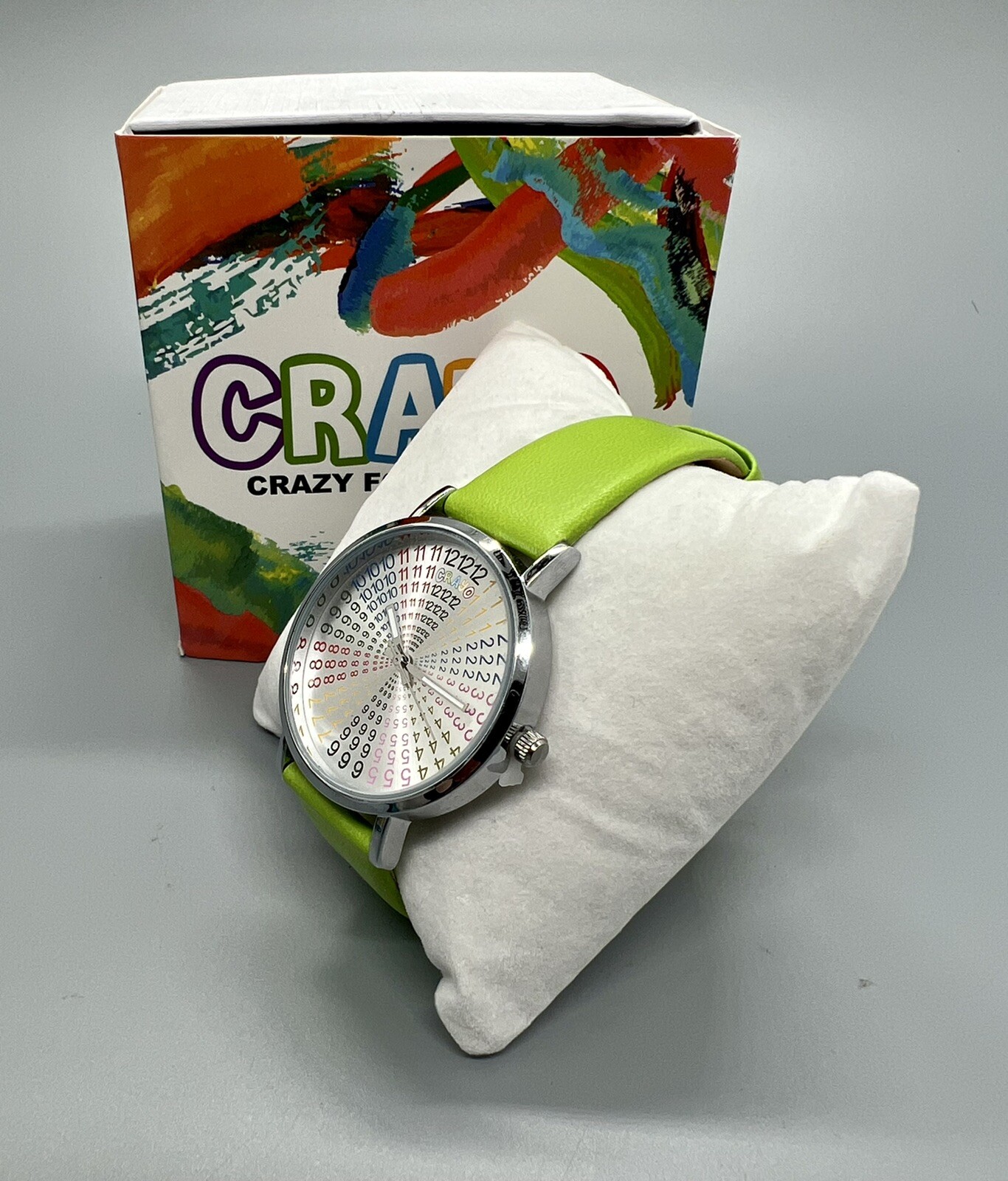 Crayo Fortune White Dial Lime Leatherette Watch CR4301