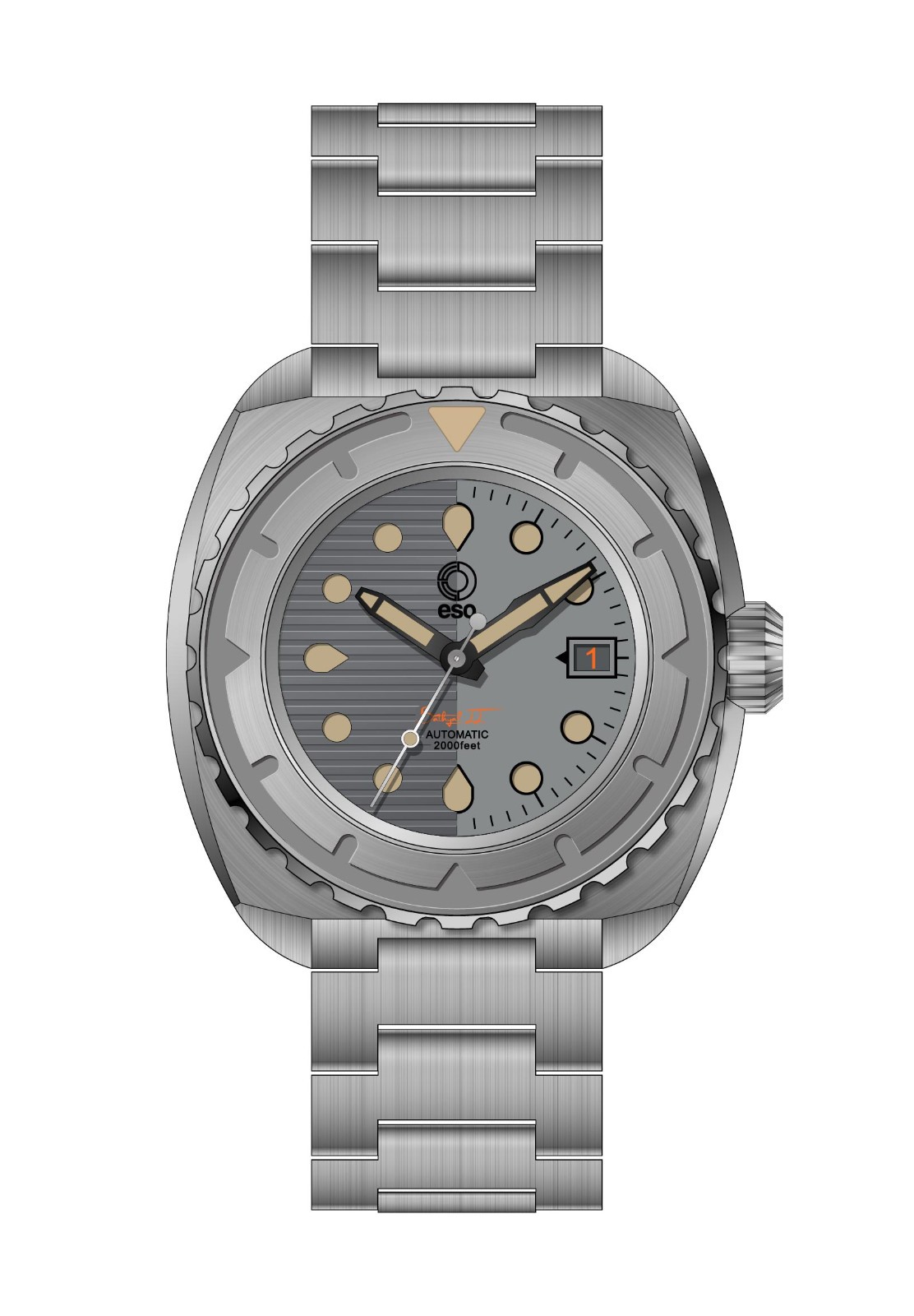 New Esoteric Bathyal II Bipolar 44mm Automatic 9015 Sapphire 600m Diver Watch