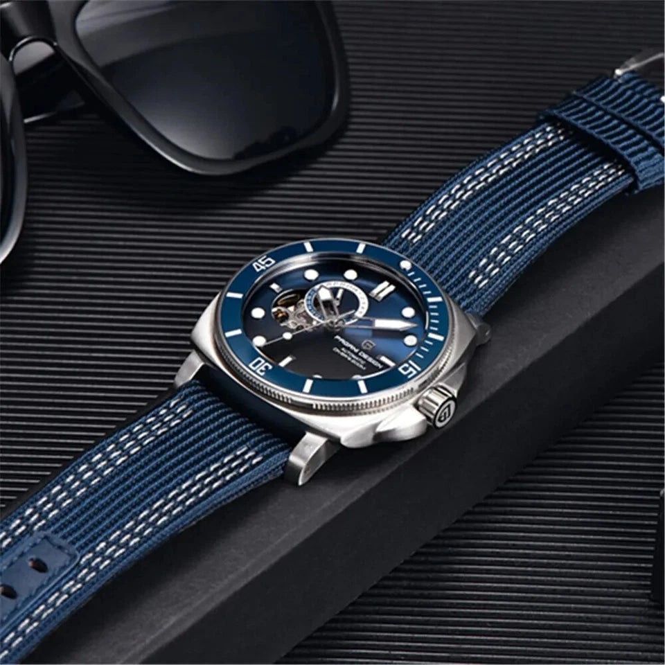 Pagani Design PD-1736 Black Skeleton Rubber Automatic Men’s Watch