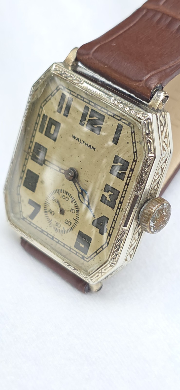 Vintage Antique 1927 Waltham Sapphire 14K WGF 15 Jewels Men’s Art Deco Watch