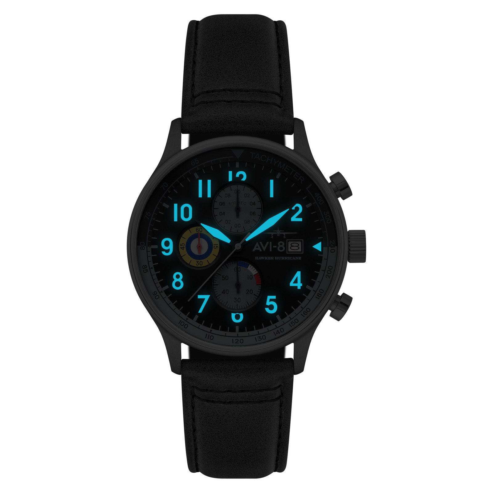 Classic Chronograph Black / Gray Leather | Black Dial Wristwatch AV-4011-0U