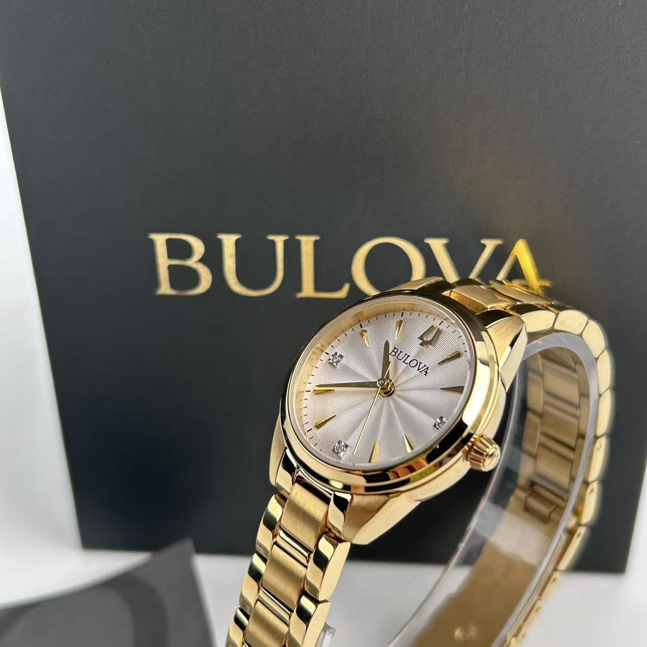 New Bulova Sutton 97P150 White Diamond Dial Stainless Steel Women’s Quartz Watch