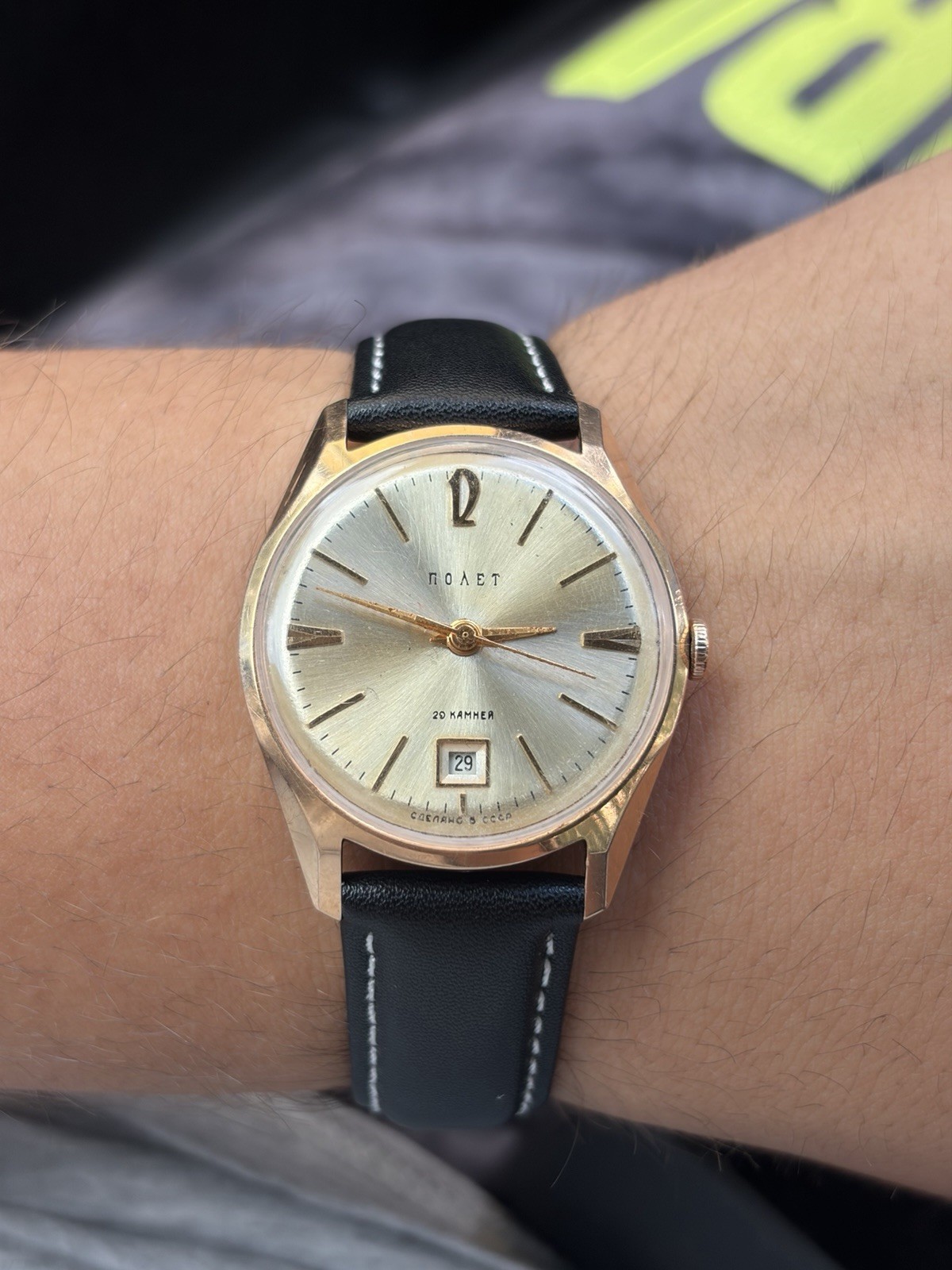 Vintage Soviet Poljot 14k rose gold watch 583, Automatic With Calendar