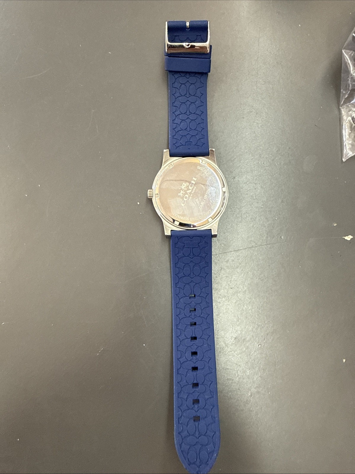 Coach W5015 Rivington watch featuring a navy dial and blue silicone rubber strap