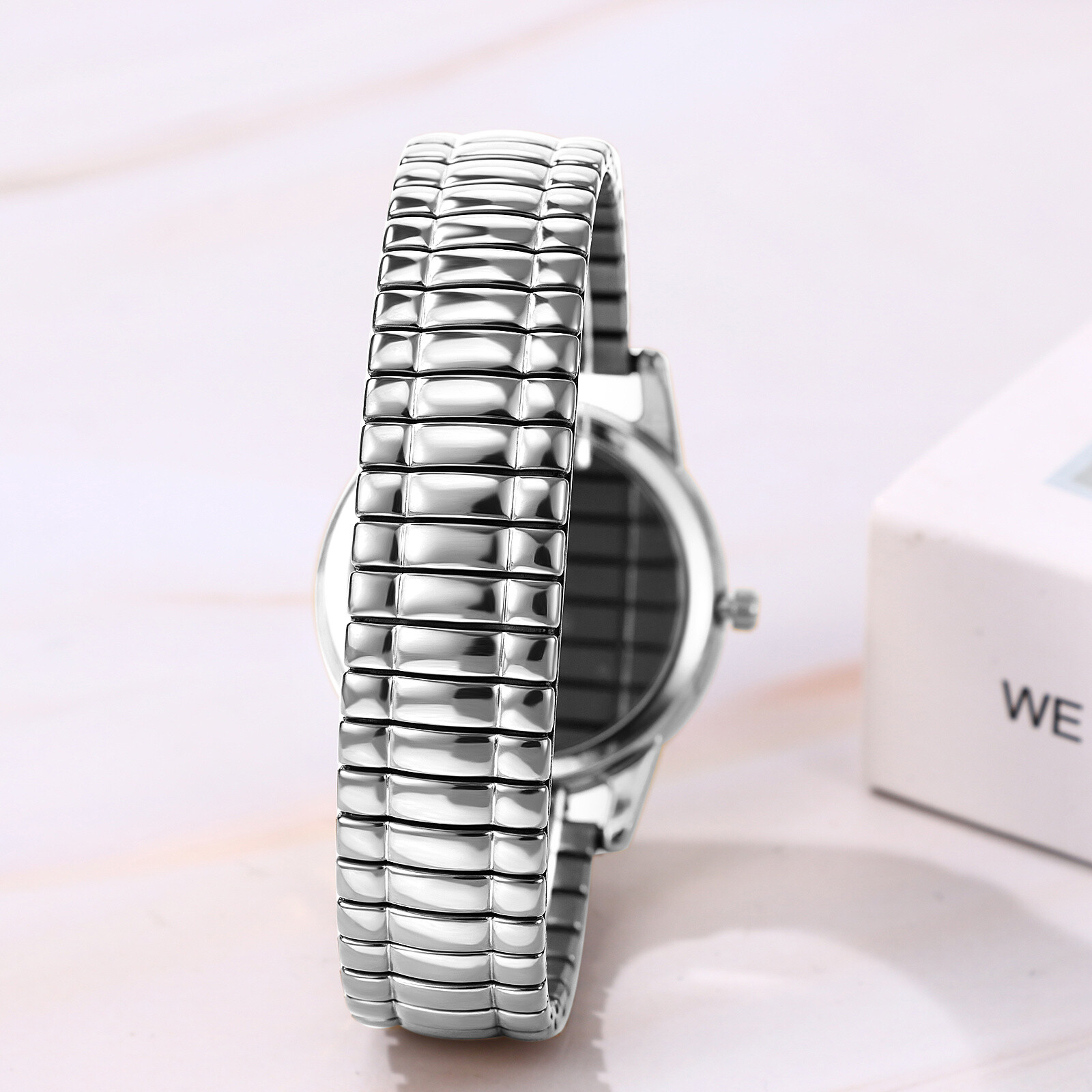 Women Men 12H/24H Big Dial Easy Reader Date Dial Elastic Band Quartz Wrist Watch