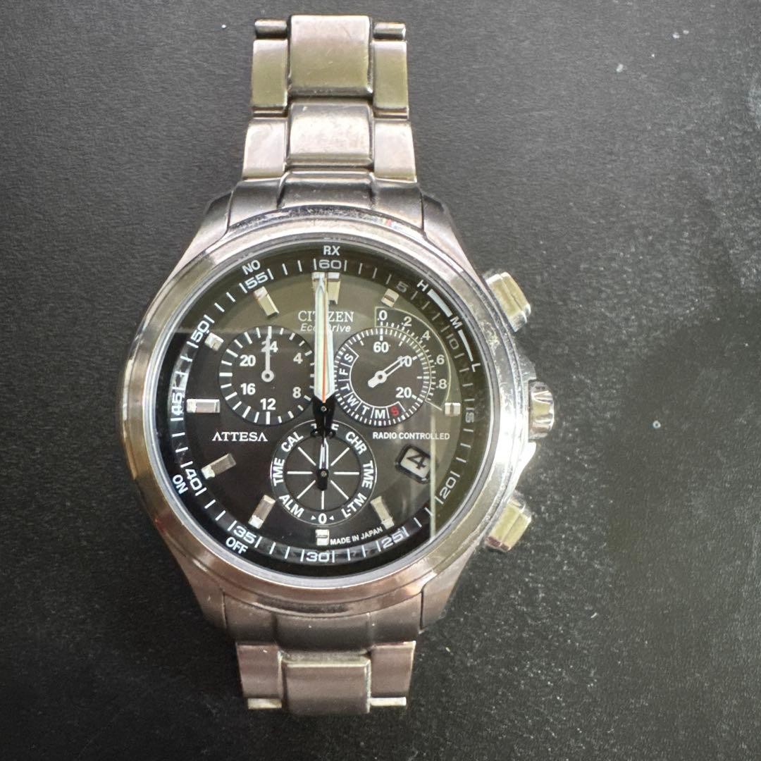 CITIZEN ATTESA Radio-Controlled Watch, Black Titanium