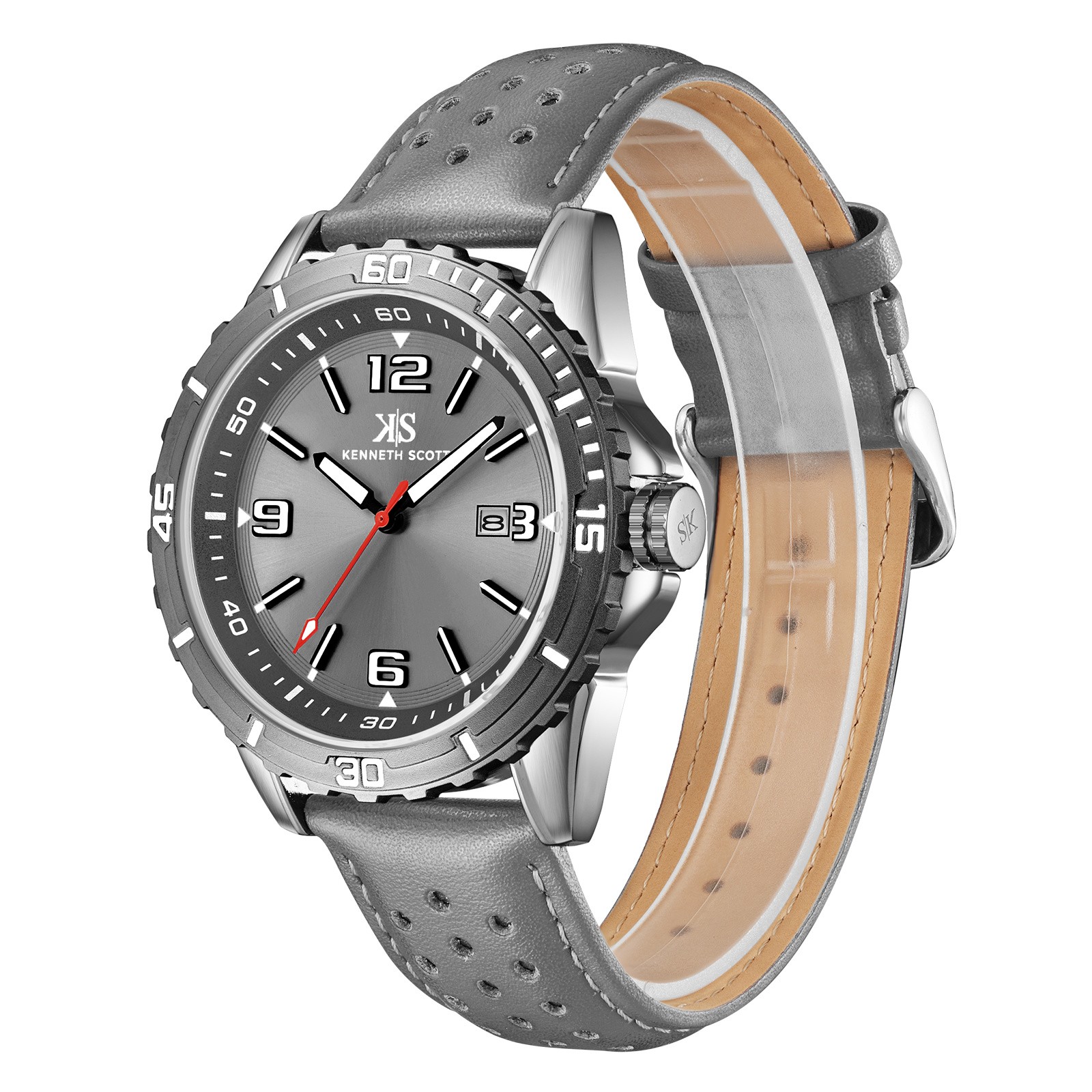 Kenneth Scott Men’s Analog Watch | Gray Dial, 43mm, 30 m (3 ATM)
