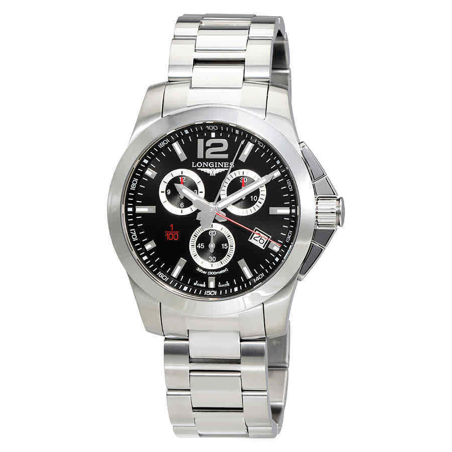 Longines Conquest Chronograph Steel Date Divers Quartz Mens Watch L3.800.4.56.6