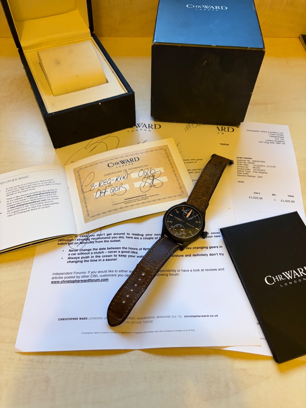 Christopher Ward C8 Regulator 44mm PVD Black Box & Papers No. #26