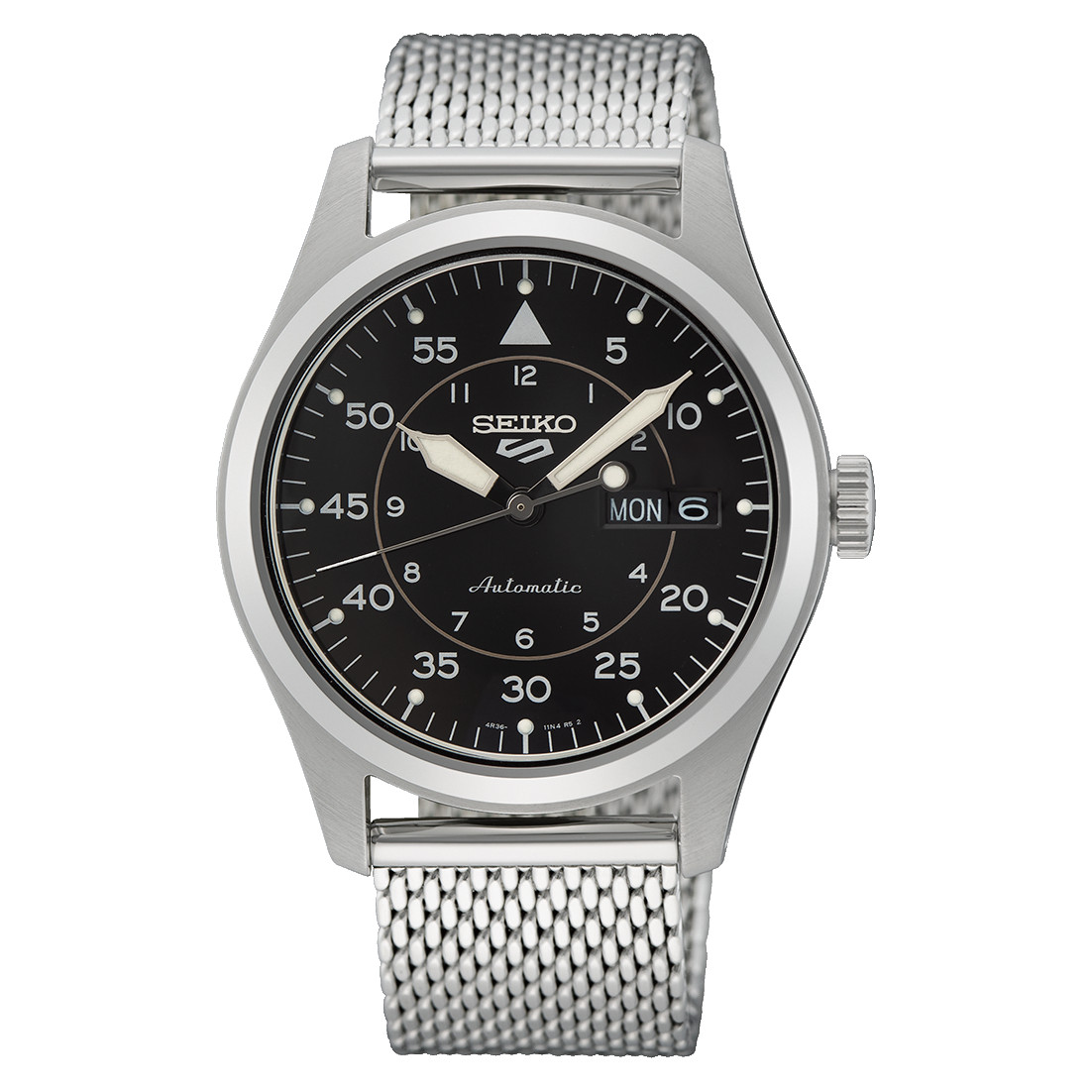 Seiko 5 Automatic SRPH23K1 Unworn Flieger Style Black Dial Milanese Bracelet