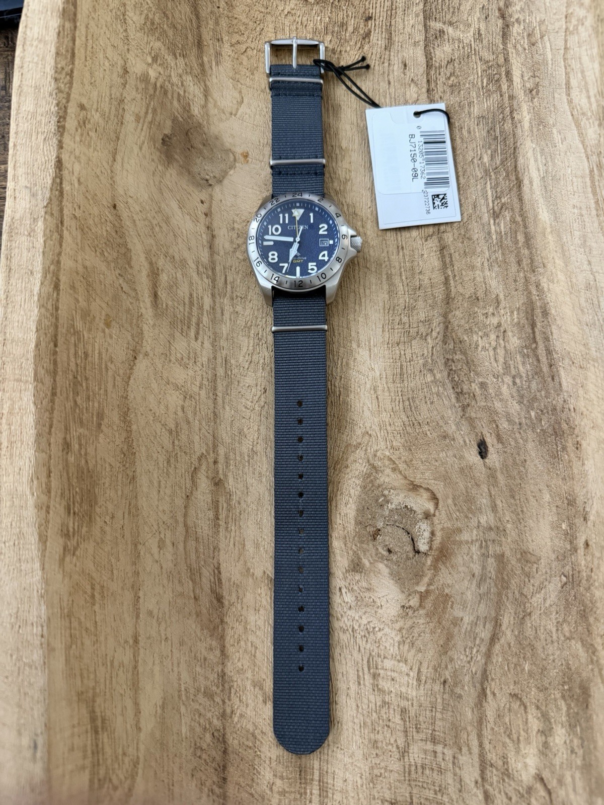 Citizen Promaster Land GMT Sapphire Glass Blue Dial Grey Strap– BJ7150-09L