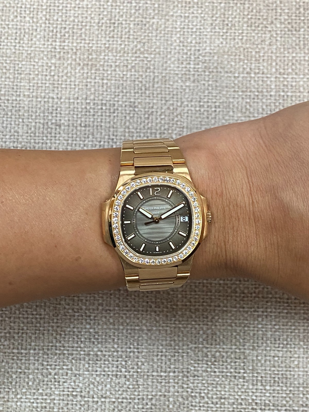 Patek Philippe Nautilus 18k Rose Gold & Diamond Ladies Watch 7010/1R