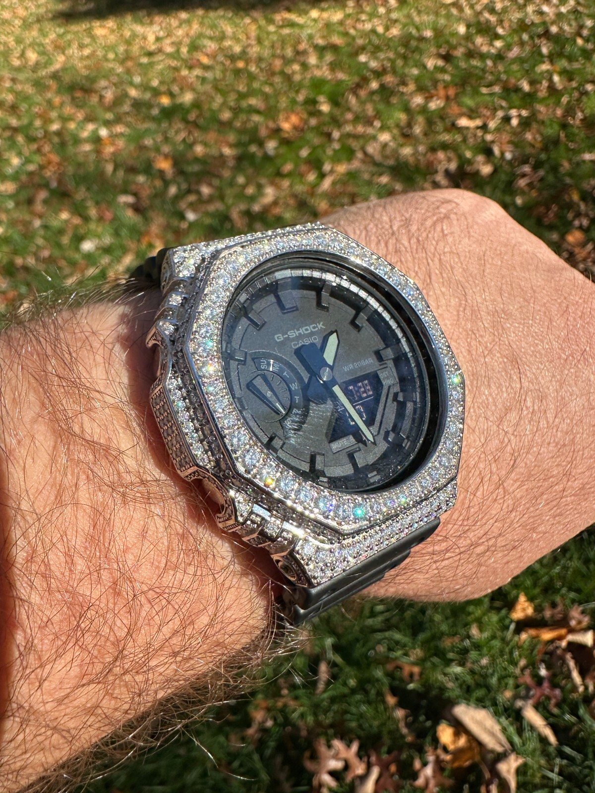 MOISSANITE Real 925 Silver Iced Casio G Shock GA-2100 Hip Hop Watch & Extras