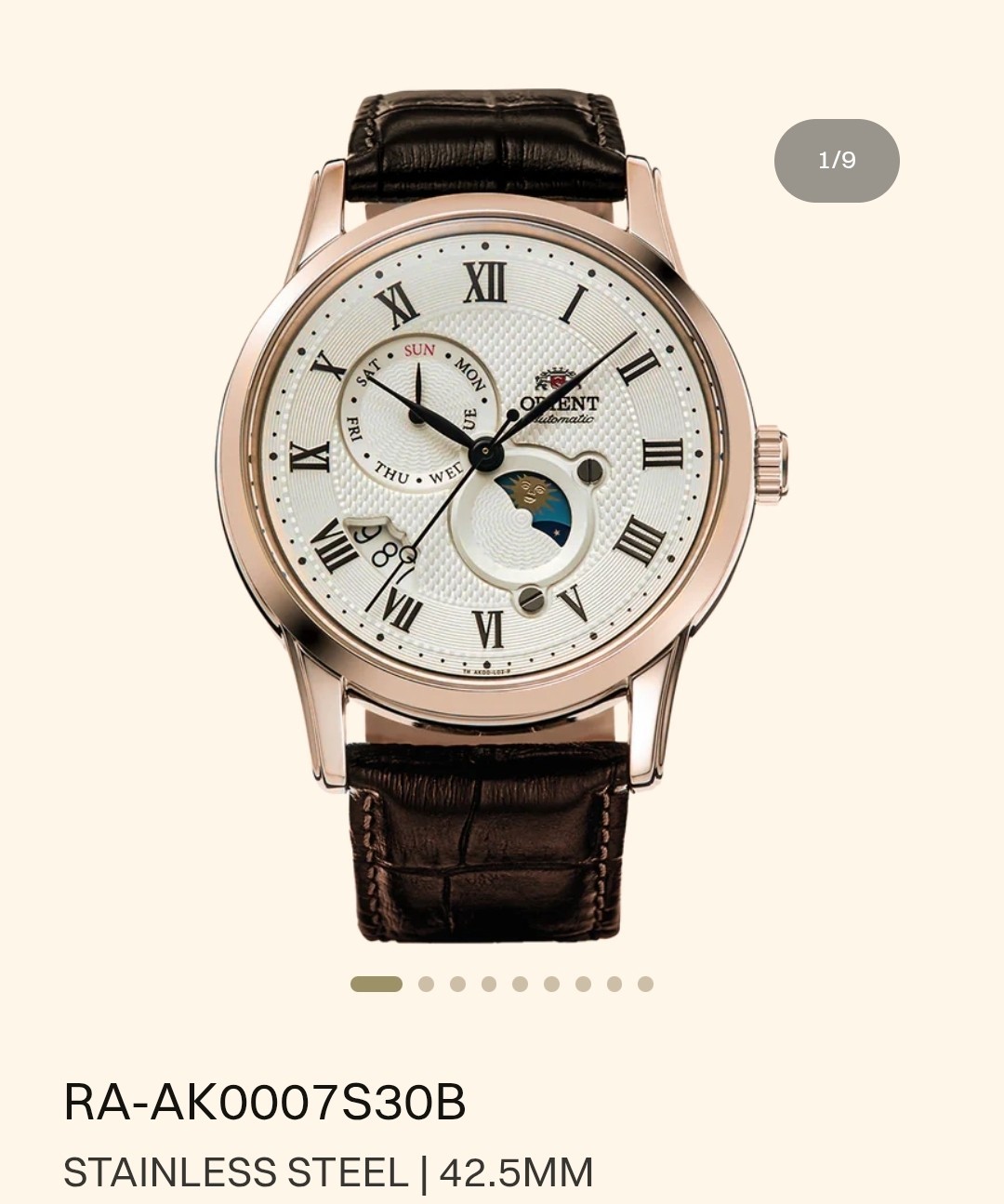 Orient Bambino, Rose Gold Mens Watch, 42.5 MM