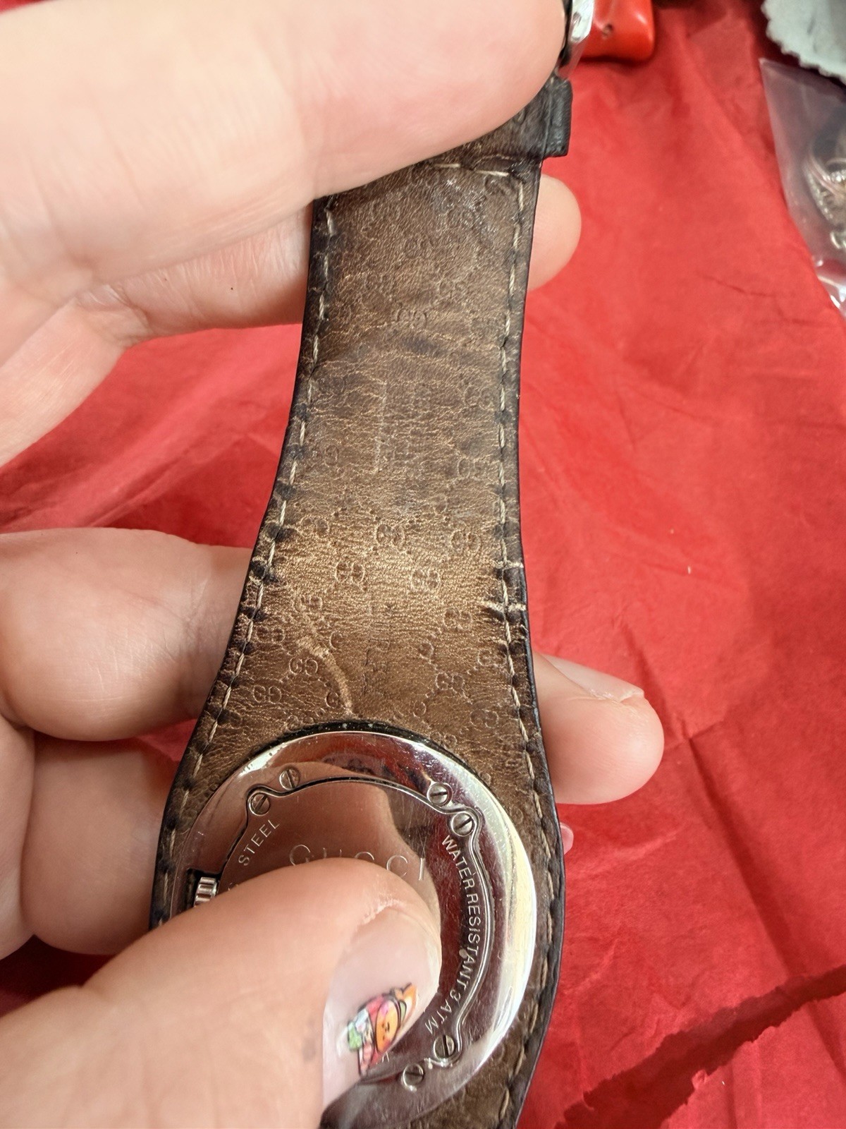 Gucci G Watch 104 Swiss Made Quartz Brown Leather Vintage AS-IS