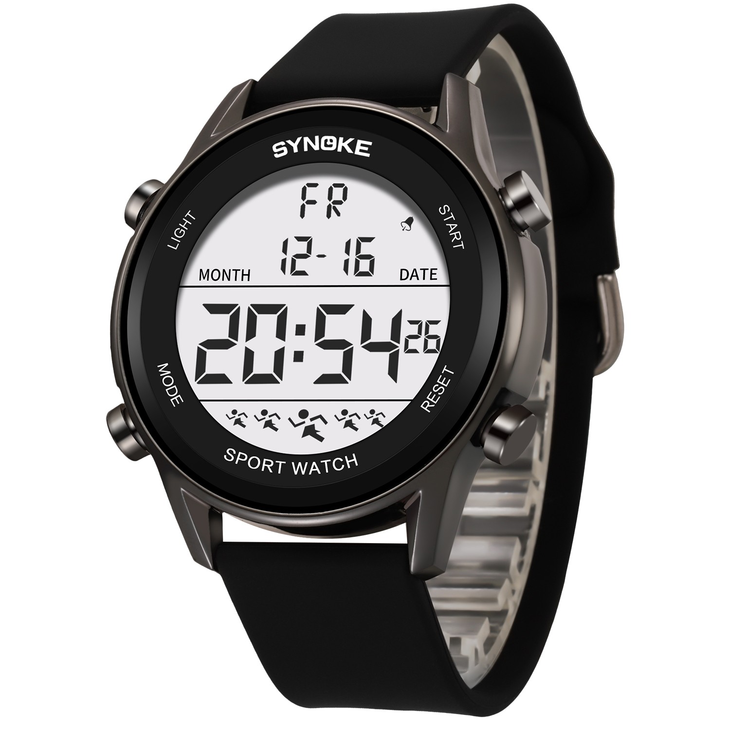Men’s Sport Digital Watch LED Screen Large Face Easy Read Watch Waterproof Black