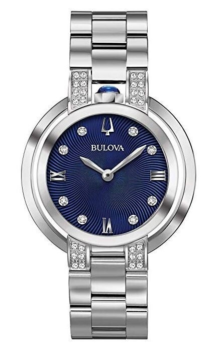 Bulova Women’s Classic Quartz Gemmed Silver Stainless Steel Watch 35 MM 96R225