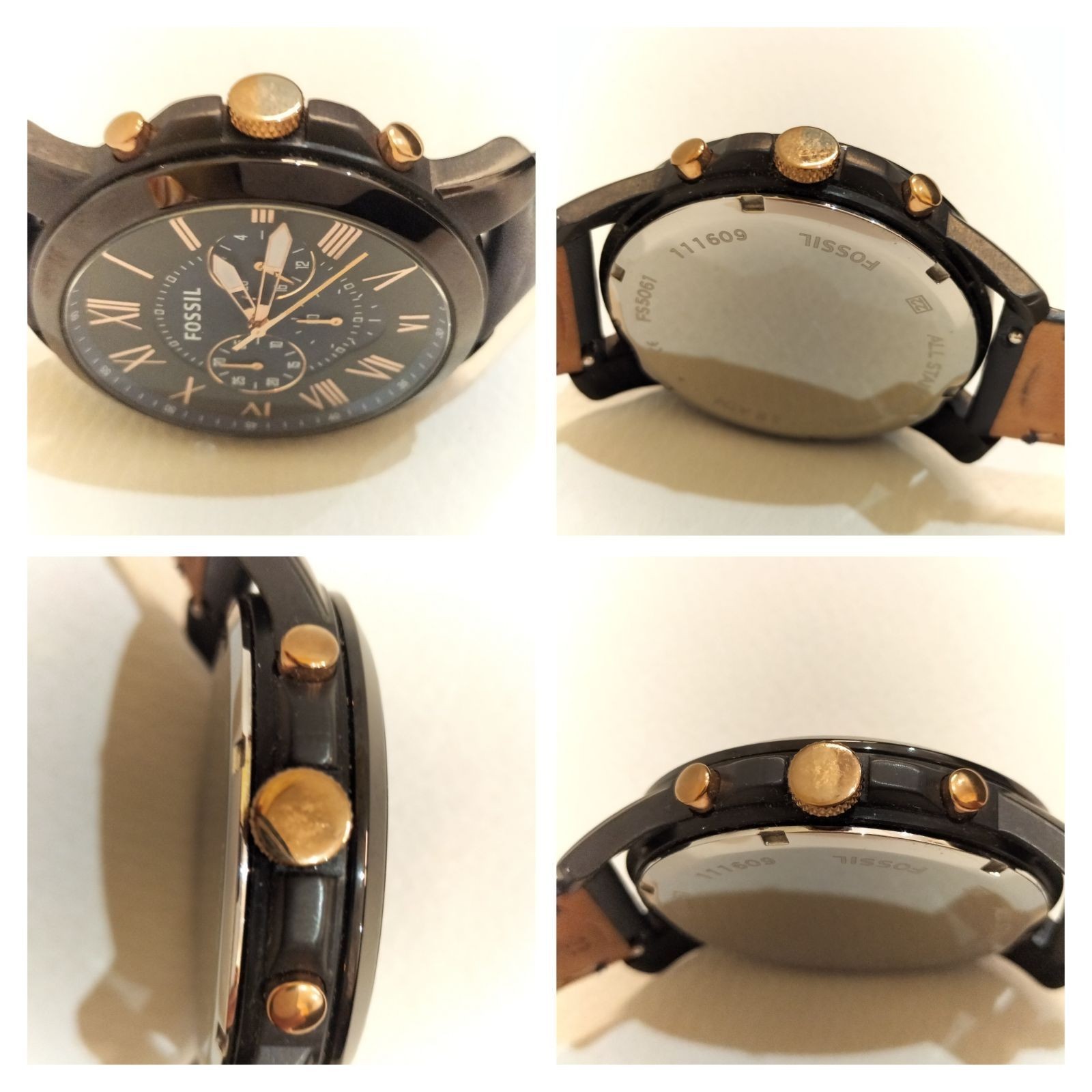 FOSSIL GRANT FS5061 Navy Leather Chronograph [Unused / New Battery]