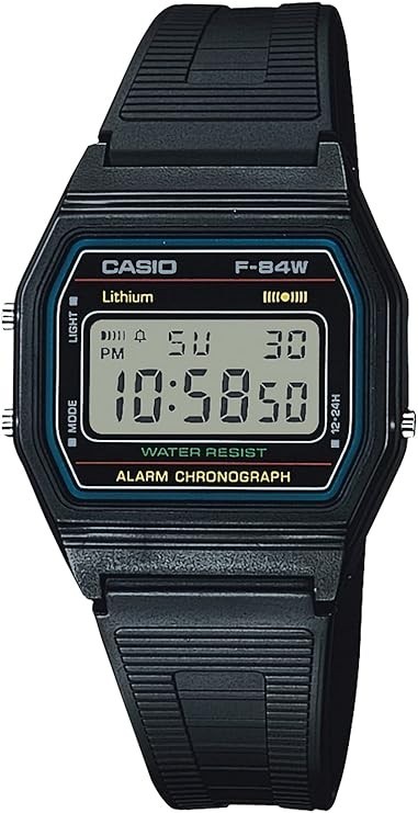Casio Collection Men’s Watch F-84W-1QJH Black Resin Band Alarm LED Light New