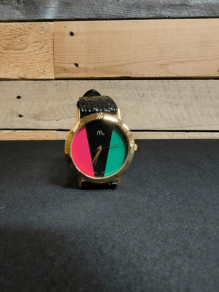 VTG Collectible McDonald’s Wristwatch Black, Red, Green with Leather Band Japan