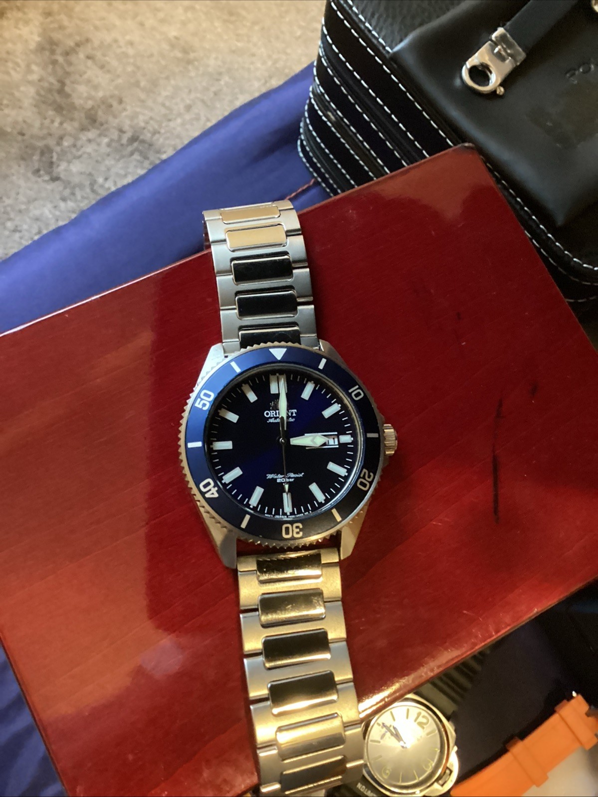 Orient AA02 41.5mm Blue Dial Automatic SS Case Watch (FAA02005D9) .