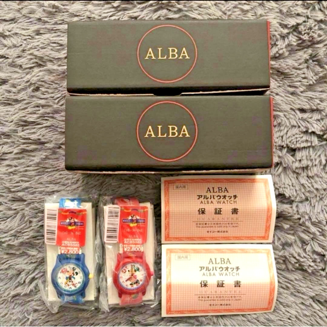 NOS SEIKO ALBA Mickey Minnie Kids Watches ACBS585 ACBS583 Set Japan Kanji Dial