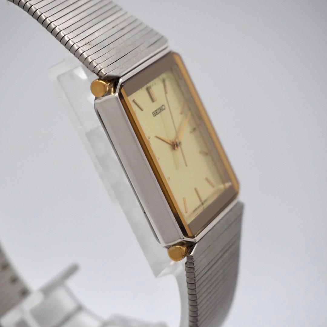 Seiko Men’s Square Quartz Watch Silver Gold Japan Vintage 072919