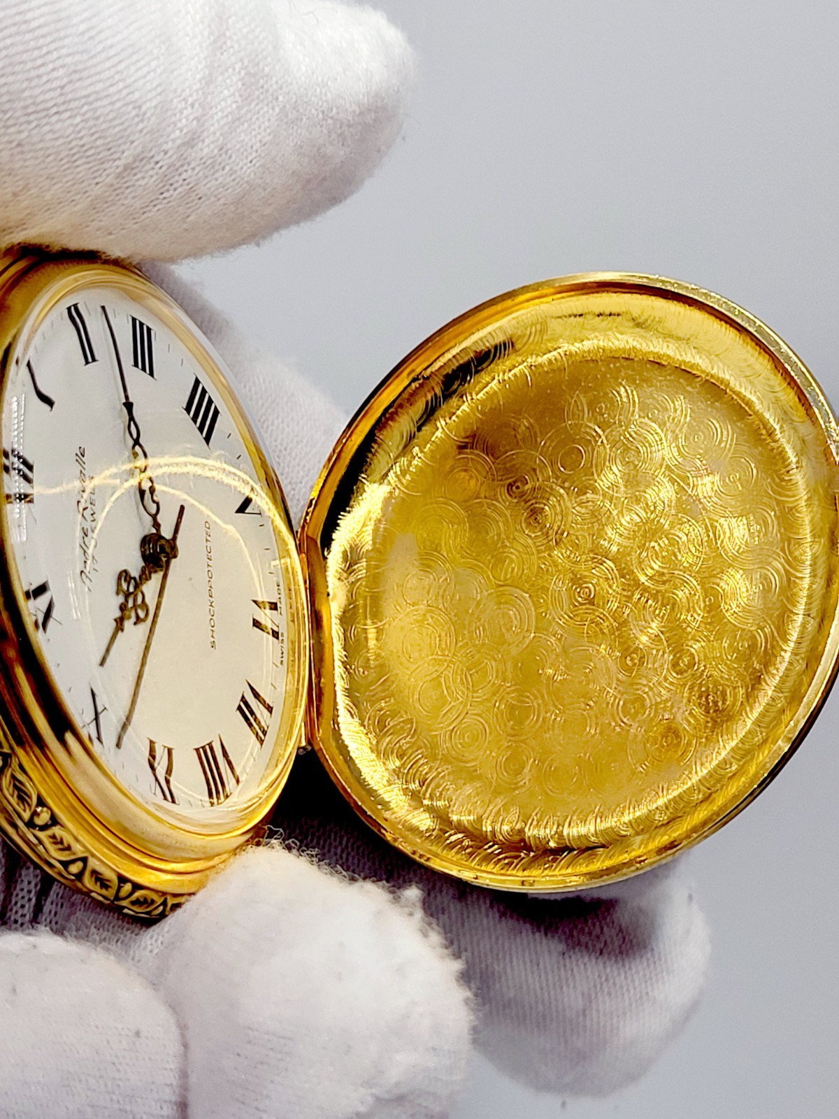 Rare 48mm [MINT] Andre Rivalle Vintage Incabloc Gold Ton Swiss Made Pocket Watch