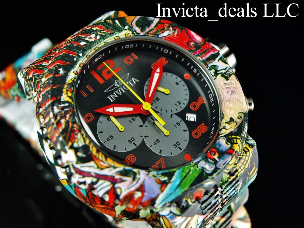 Rare Invicta Men’s 52mm GRAND Pro Diver GRAFFITI Chronograph HYDROPLATED SS Watc