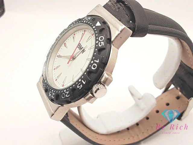 [A1R] BMW Men’s Watch White Black SS Leather Logo QZ [p6v]