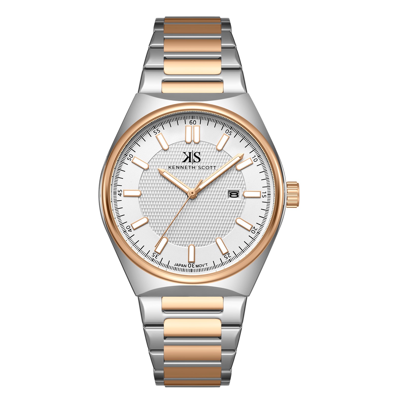 Kenneth Scott Men’s Analog Watch | White Dial, 42mm, 30 m (3 ATM)