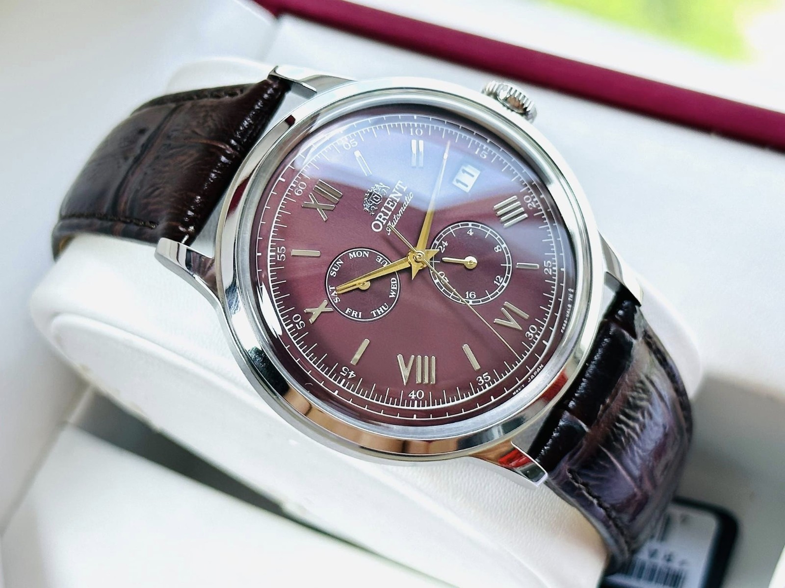 Orient Bambino Version 8 RA-AK0705R Bordeaux Dial 40.5mm New Full Set Mens Watch