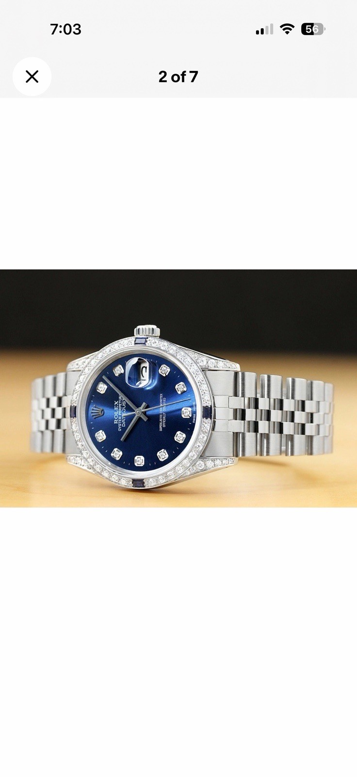 Rolex Datejust 36mm Blue Dial Diamond Bezel/Markers Jubilee Bracelet Box