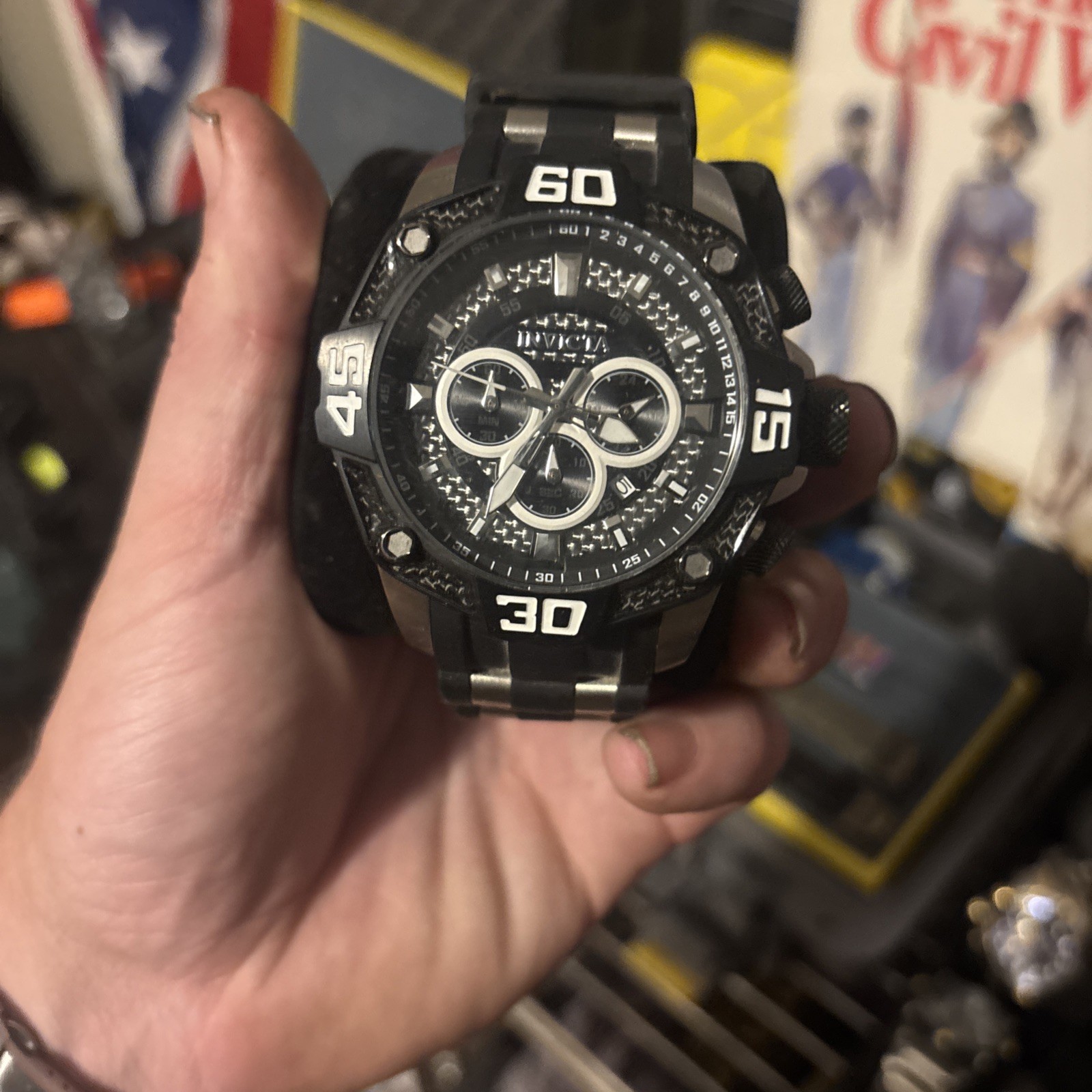 Invicta Pro Diver Scuba Silver And Black