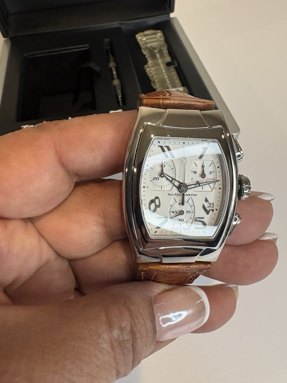 TECHNOMARINE watch SWISS TechnoSquare TSC99-1025P Chrono Alligator band Unisex