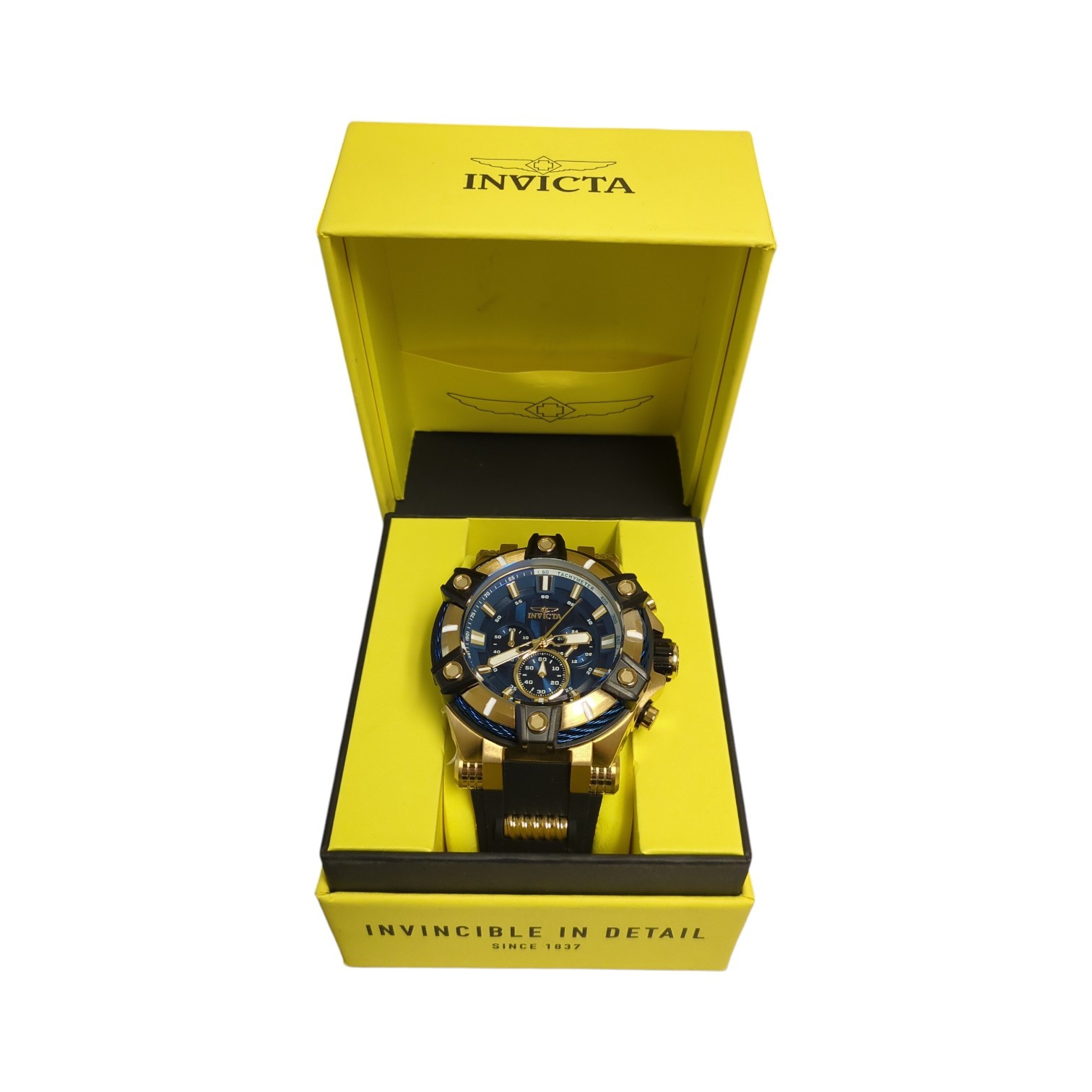 Invicta Men’s Bolt Quartz 52mm Gold Tone Stainless Steel, Blue Dial, 39187