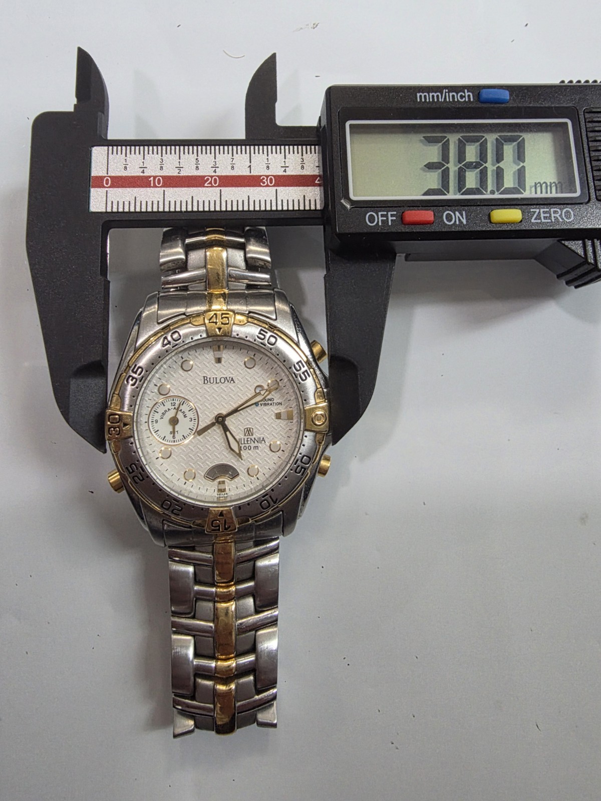 BULOVA MILLENNIA 38MM,TWO TONE, SUBDIAL ALARM QZ MEN’S WATCH, NEW 🔋BOX&PAPERS.