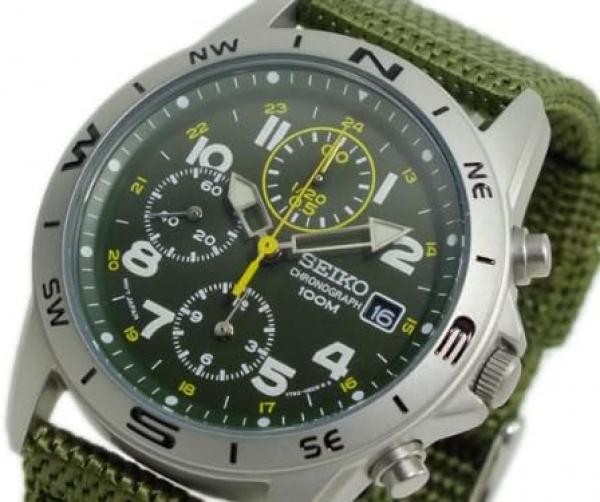 SEIKO Military Chronograph Watch SND377R SND377P2 Khaki Green Brand New